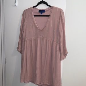 Francescas Blue Rain Babydoll Style V Neck Dress